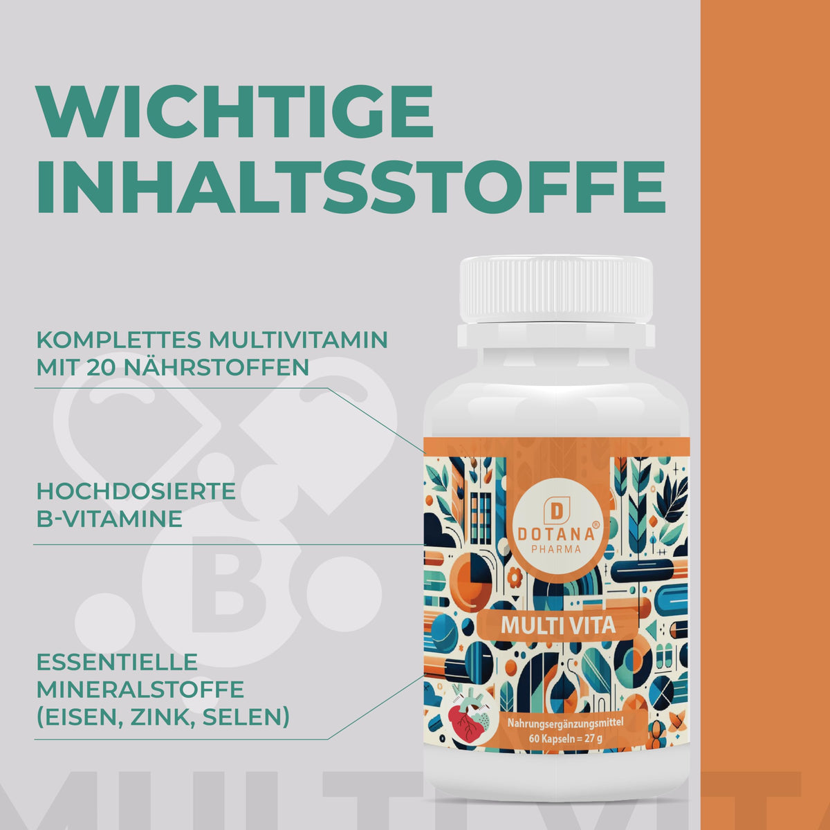 Multi Vita Komplex – 120 Kapseln (60 Tage Vorrat) – Hochdosiert mit K2 MK7 & Spirulina – Vitamine A-Z für Immunsystem, Energie & Zellschutz – Laktosefrei, Zuckerfrei – Made in Germany-3