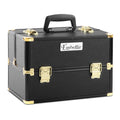 NNEDSZ Portable Cosmetic Beauty Makeup Case - Black & Gold-0