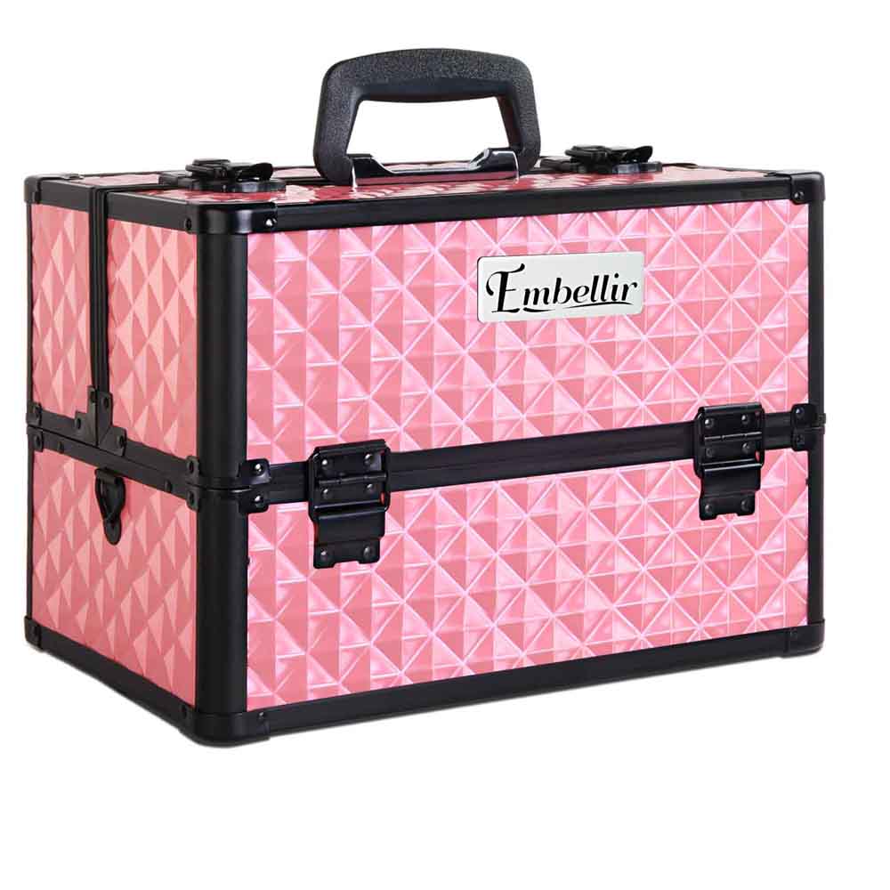 NNEDSZ Portable Cosmetic Beauty Makeup Case - Diamond Pink-0