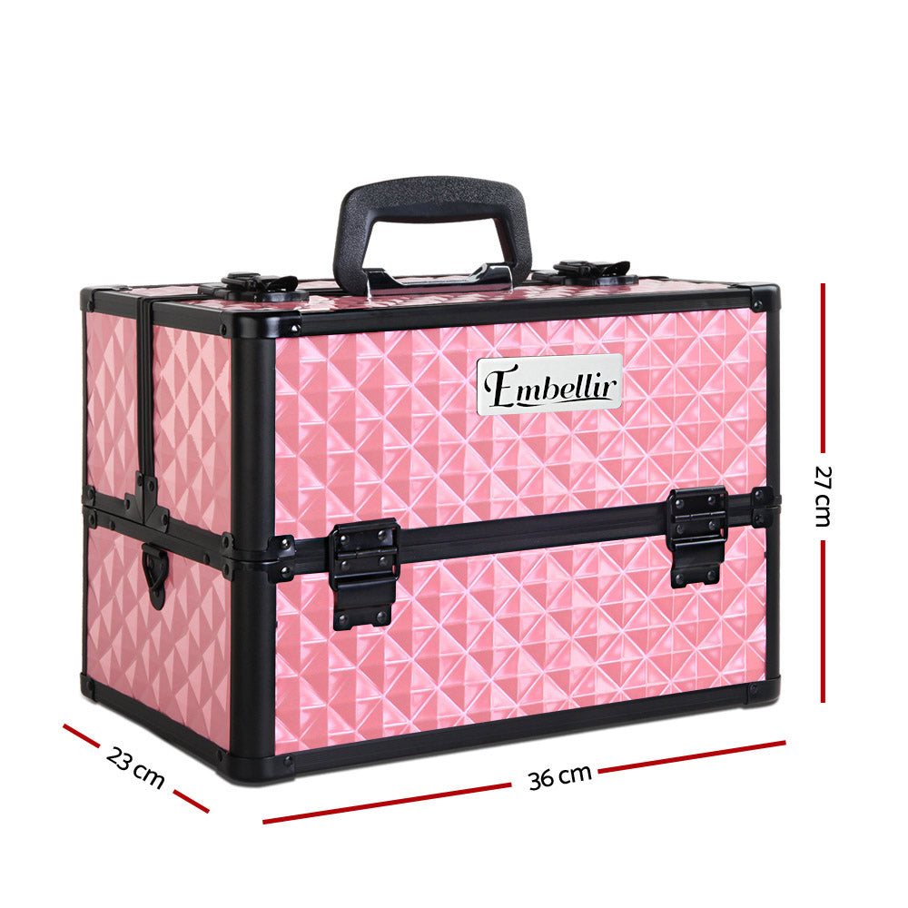 NNEDSZ Portable Cosmetic Beauty Makeup Case - Diamond Pink-1