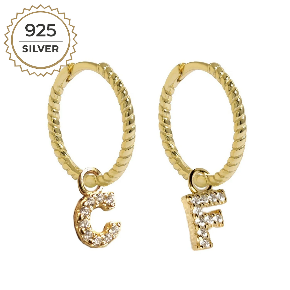 LARGE MALEA HOOPS with LETTER CHARMS 1,5cm-0