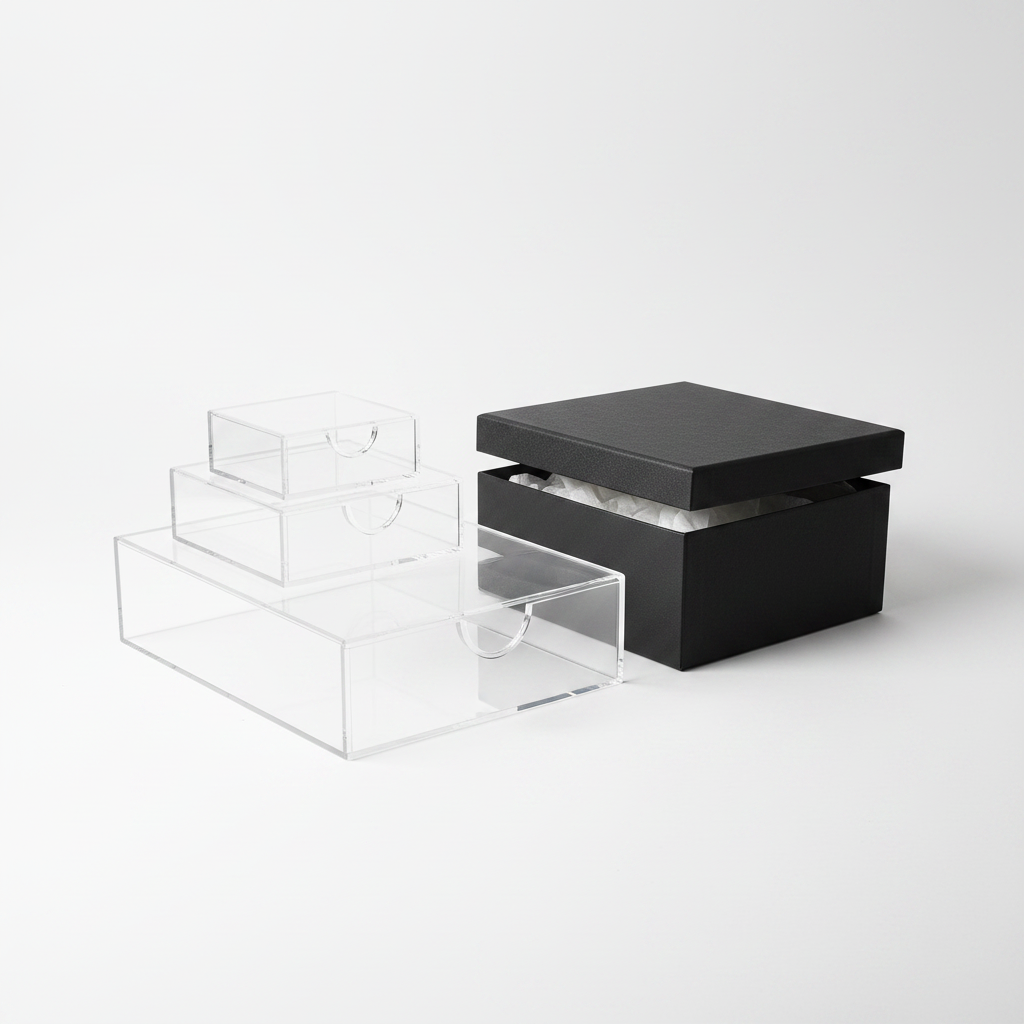Acrylic Clear Drawer Organizer Set | Cosmetic Storage Box for Vanity, Desk & Office